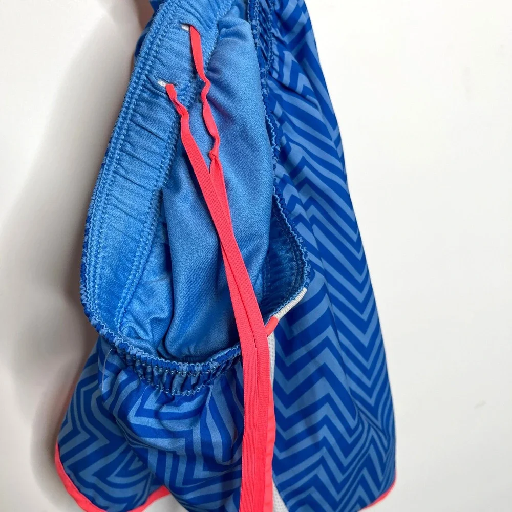 Nike Dri Fit Running Shorts Women's Blue Geometric Zigzag Print Athletic Shorts